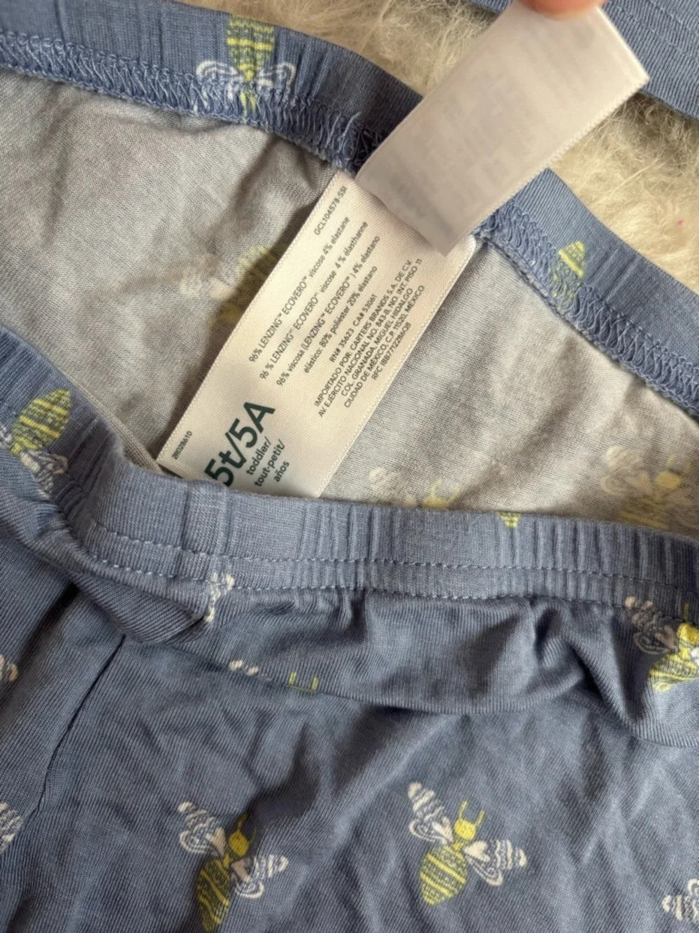 Carter's Gender Neutral Kids Pajama Set Blue & Yellow Bees AOP